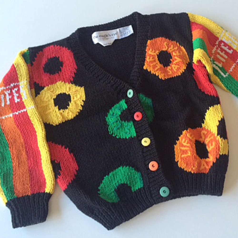 FUN, HAPPY "LIFESAVER" CANDY MOTIF SWEATER!!